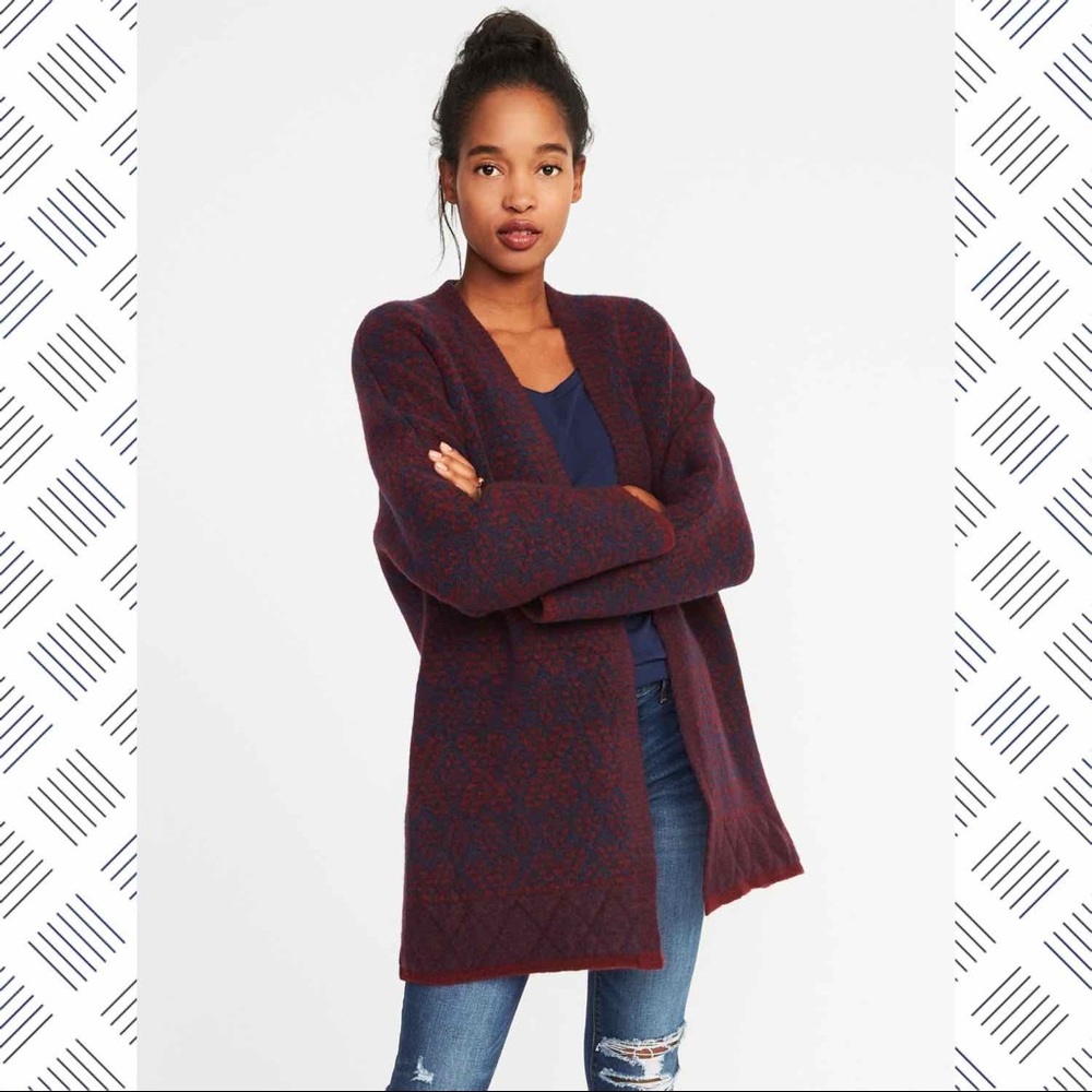 NWOT patterned cardi-coat.